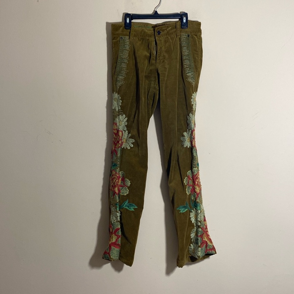 Vintage Two Ten Ten Five Olive Green/Brown Velvet Jeans